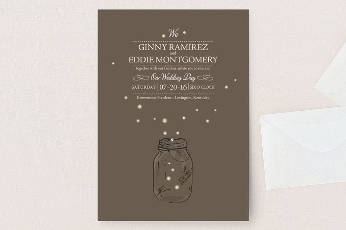 Mason Jar Firefly Wedding Invitations