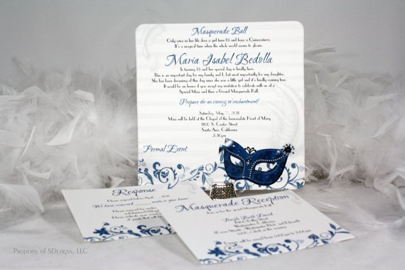 Masquerade Ball Birthday Party Invitations