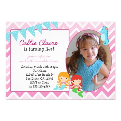 Mermaid 1st Birthday Invitations