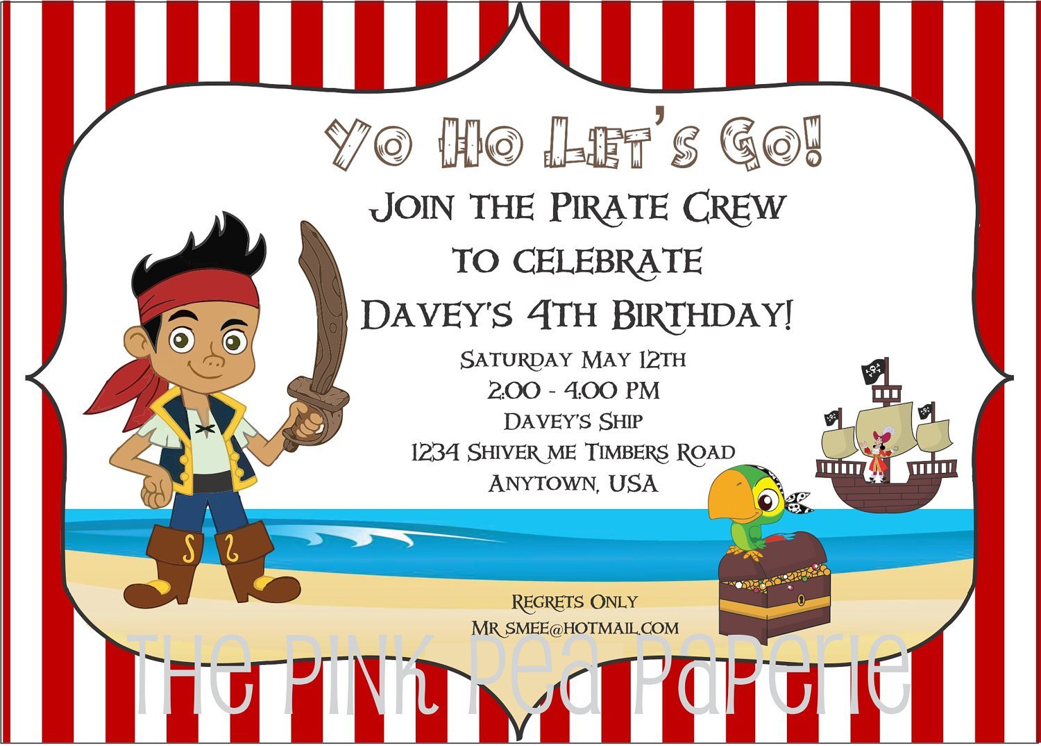 Mermaid And Pirate Invitation Templates