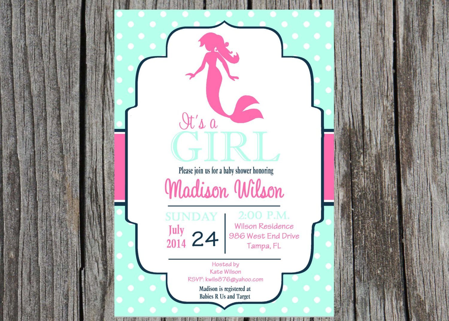 Mermaid Baby Shower Invitation Wording