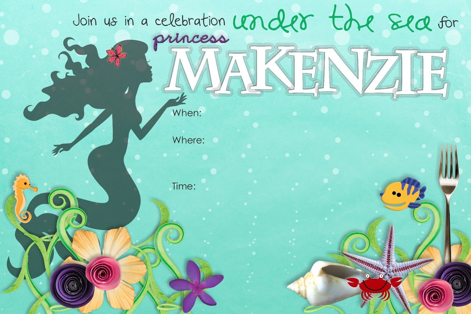 Mermaid Birthday Invitation Templates