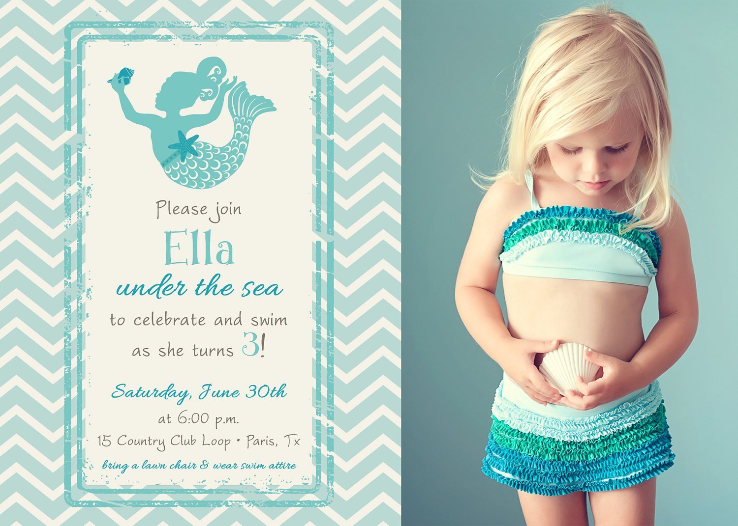 Mermaid Birthday Invitations Etsy