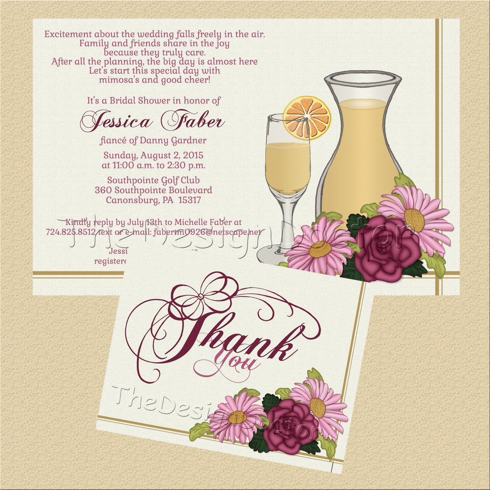 Mimosa Brunch Bridal Shower Invitations