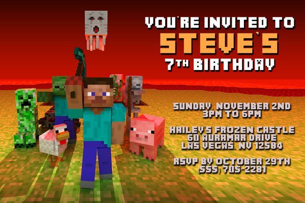 Mine Craft Invitations