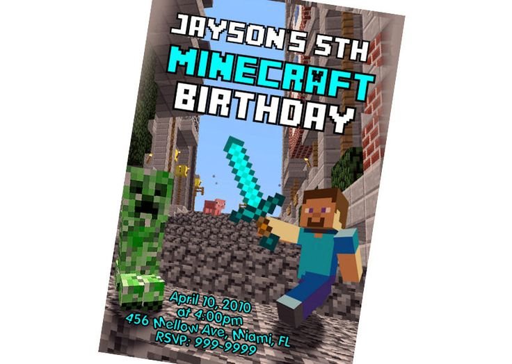 Minecraft Invitations On Etsy