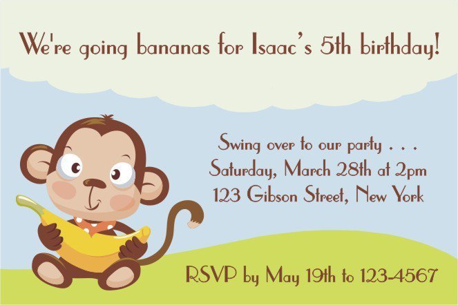 Monkey Birthday Invitation Templates