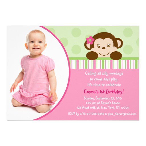 Monkey Girl Birthday Party Invitation