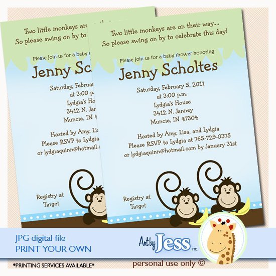 Monkey Invitations Print Your Own