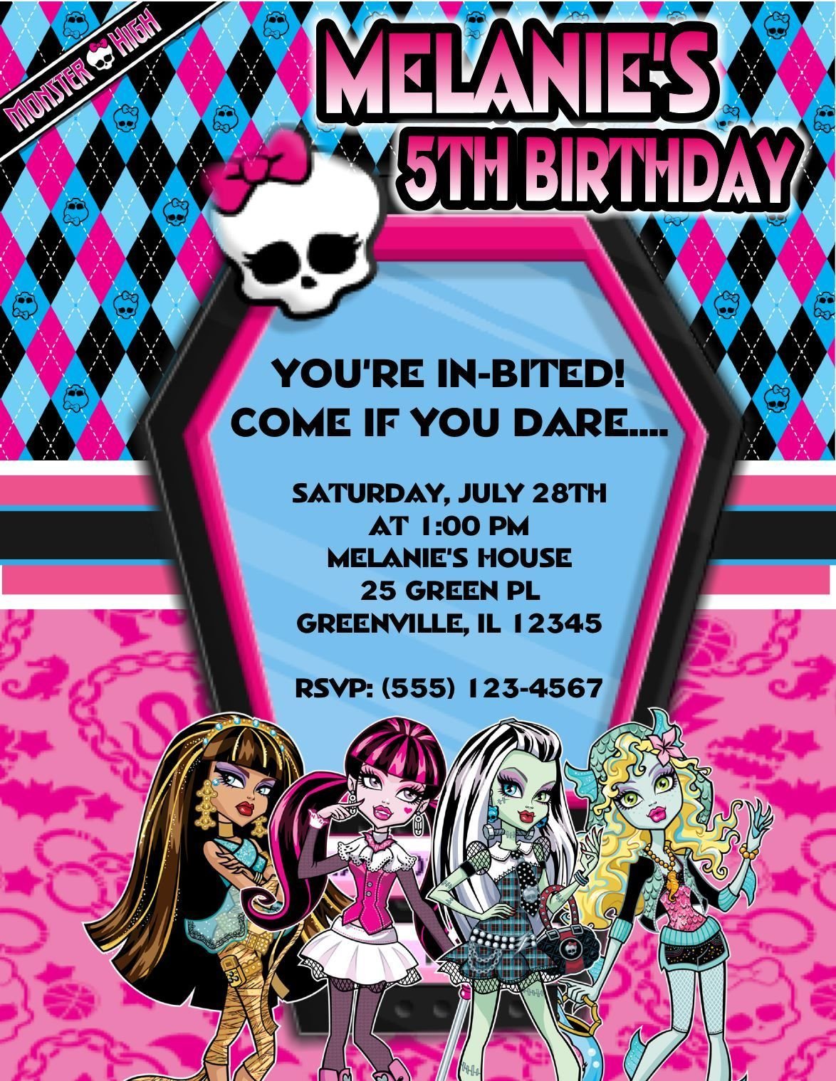 Monster High Party Invitations Printable