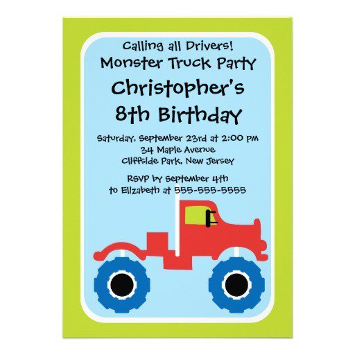Monster Truck Birthday Invitations