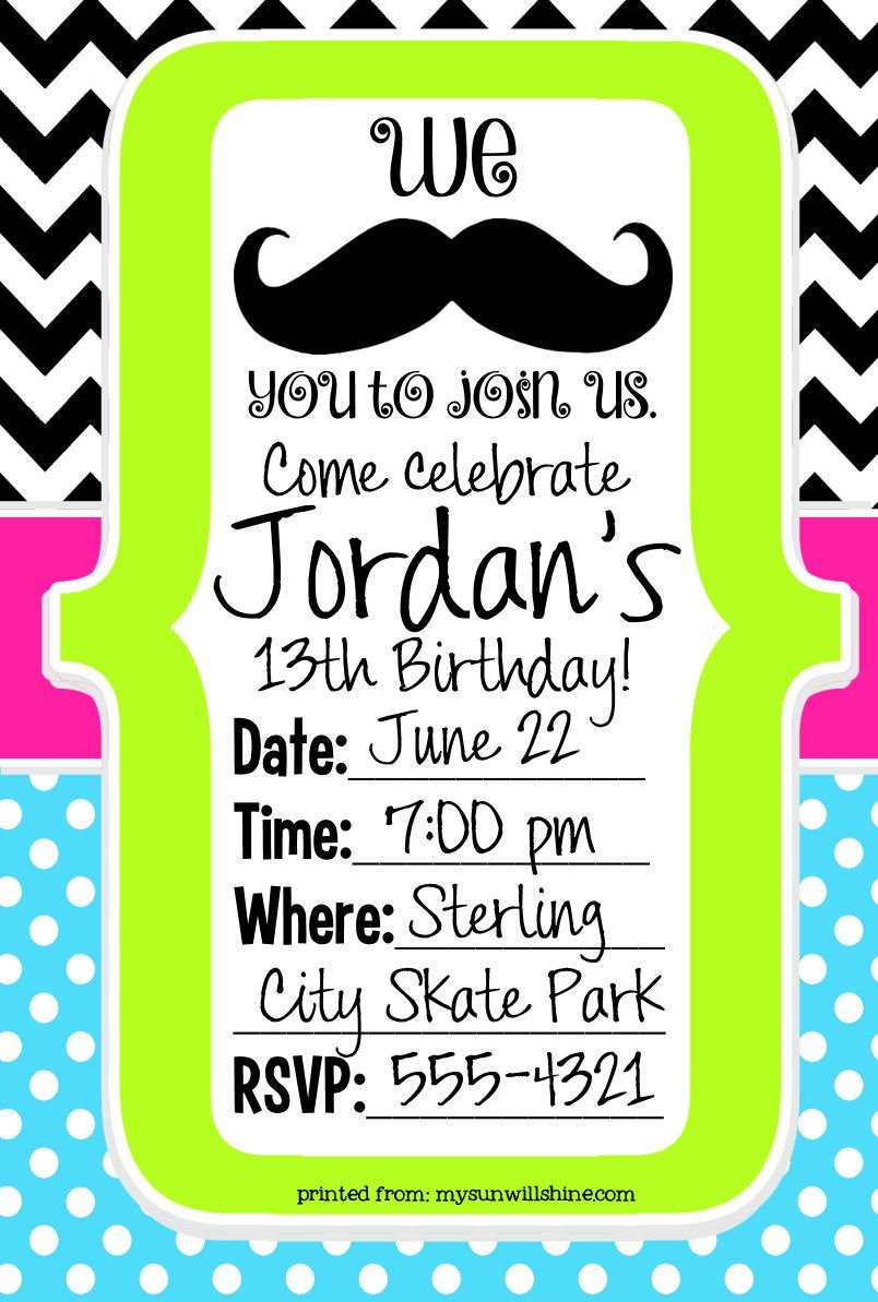 Moustache Invitation Templates