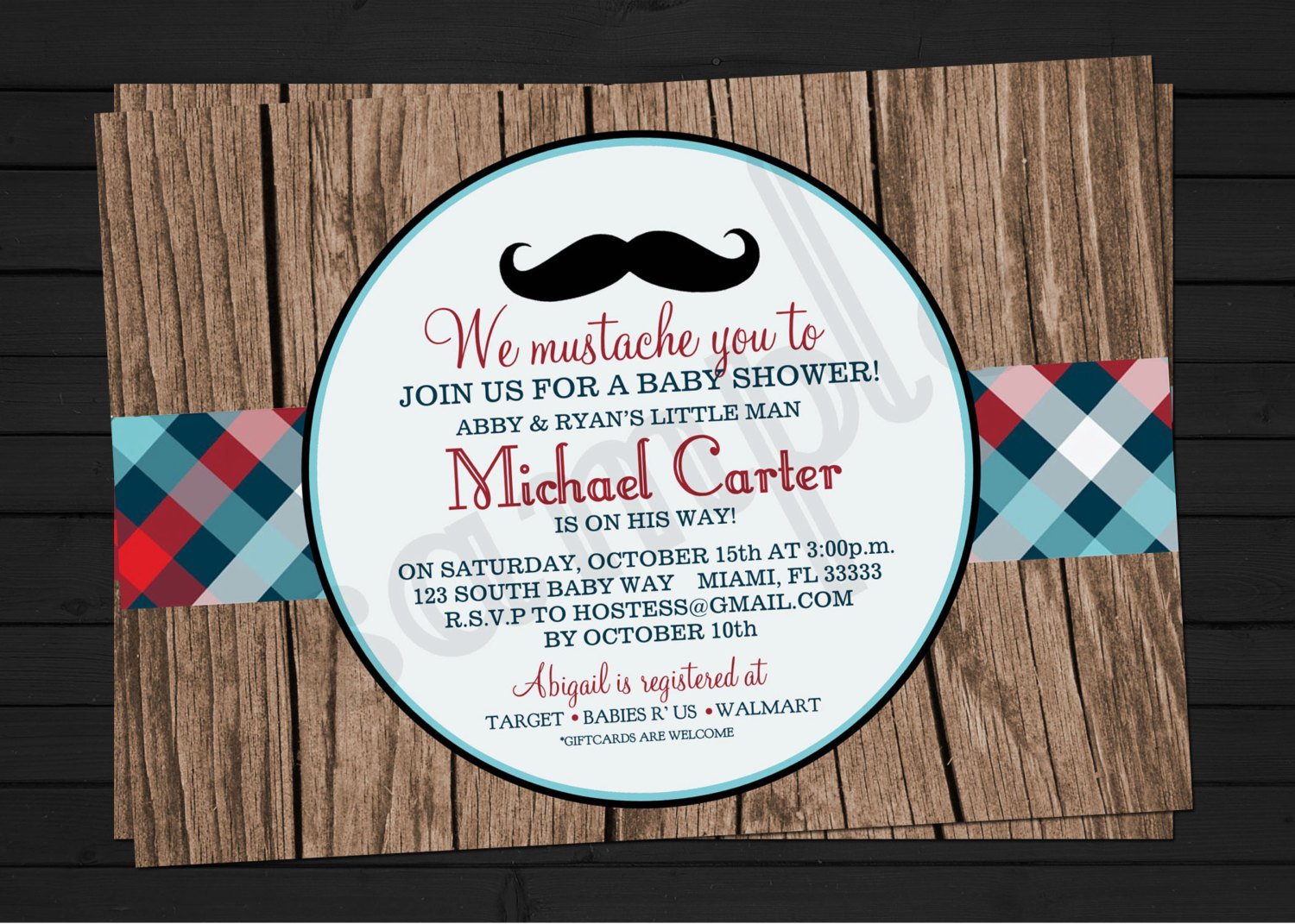 Mustache Baby Shower Invitations