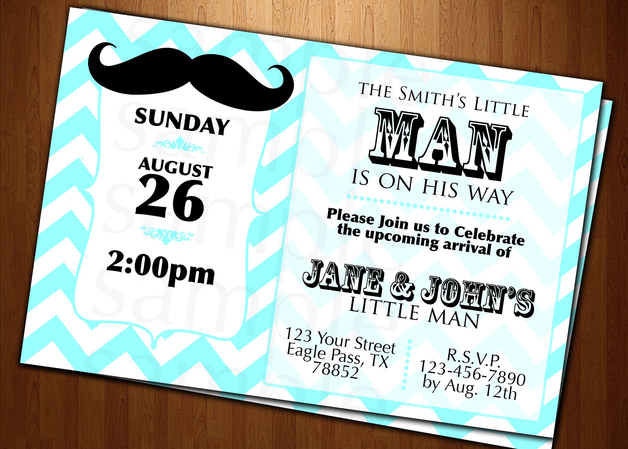 Mustache Baby Shower Invitations Templates