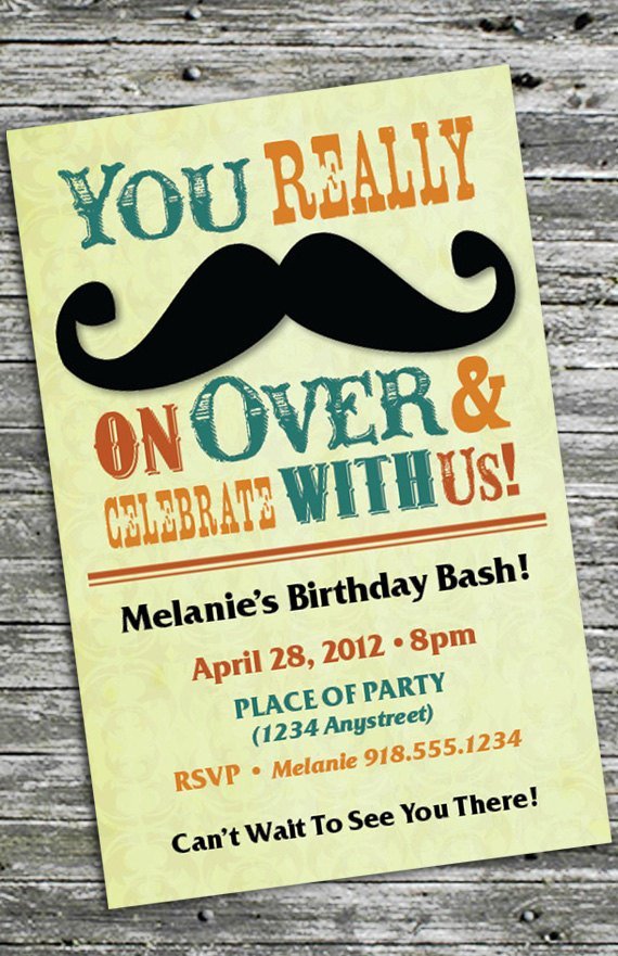 Mustache Bash Invitations