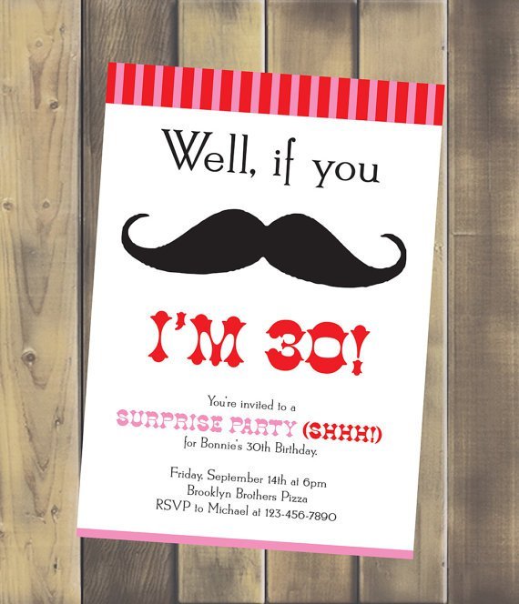 Mustache Birthday Party Invitations
