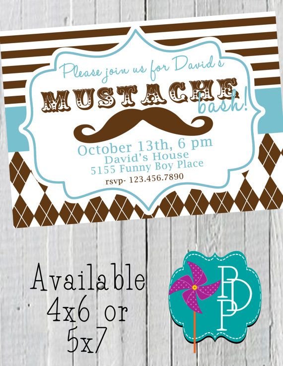 Mustache First Birthday Invitations