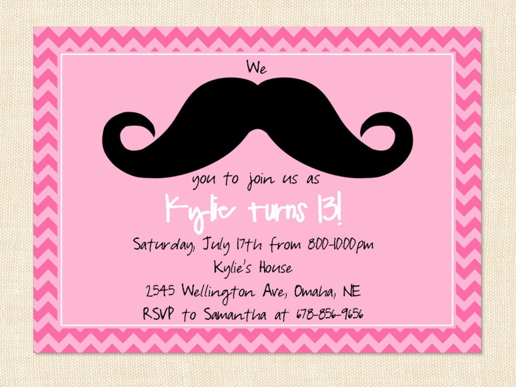 Mustache Invitation Wording 3