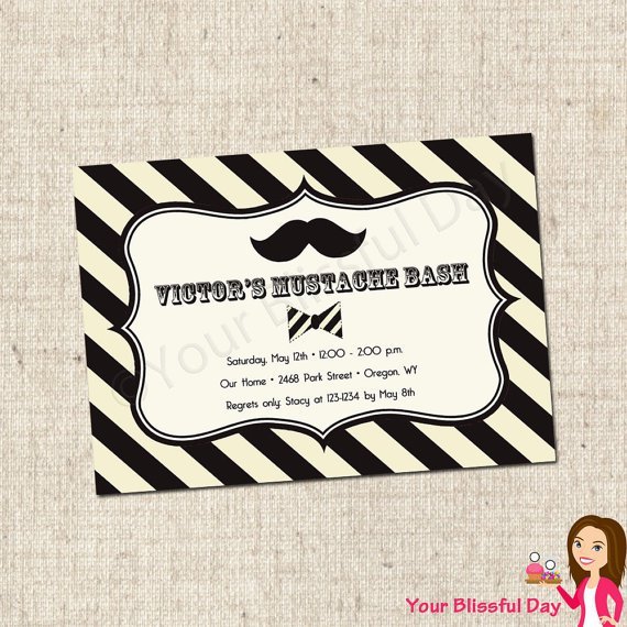 Mustache Printable Invitations