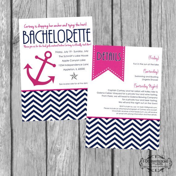 Nautical Bachelorette Invitation Wording