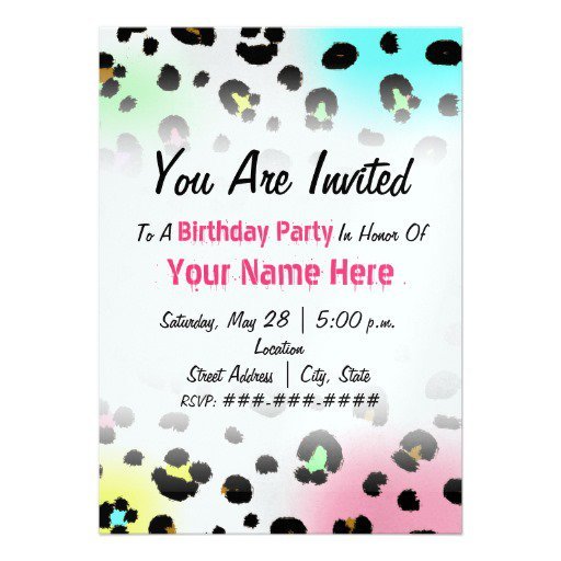Neon Colored Birthday Invitations