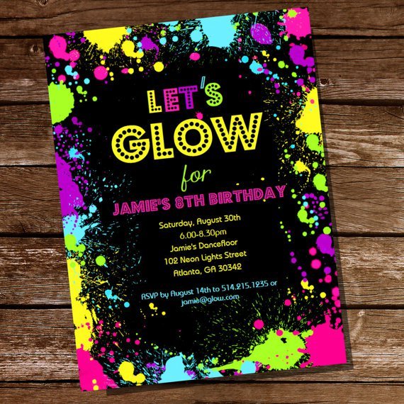 Neon Party Invitation Templates Free