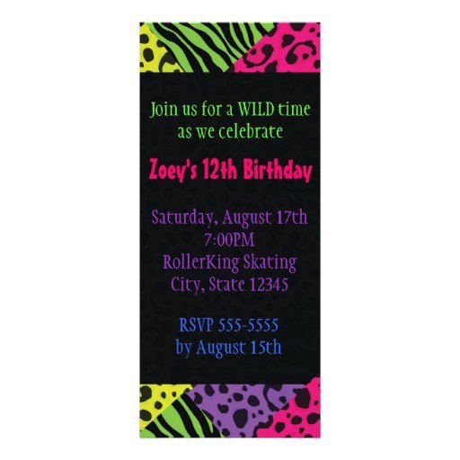 Neon Zebra Print Invitations