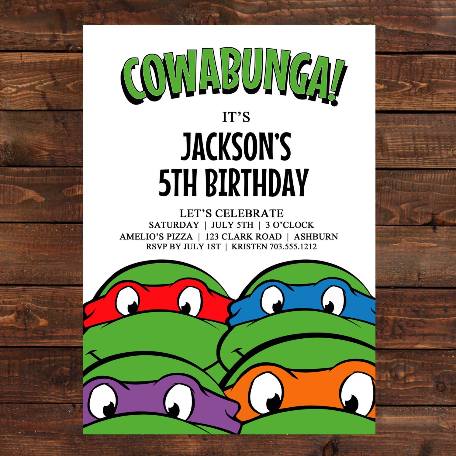 Ninja Turtle Party Invitation Template Free