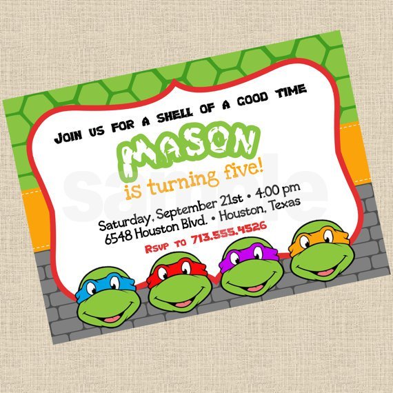 Ninja Turtle Party Invitations Printable