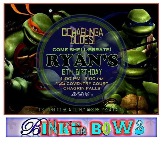 Ninja Turtles Birthday Party Invitation Templates