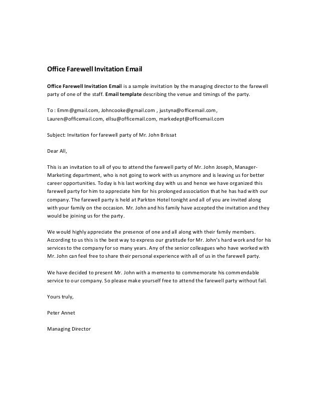 Office Goodbye Party Invitation Wording