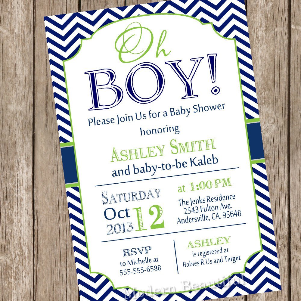 Oh Boy Mustache Baby Shower Invitations