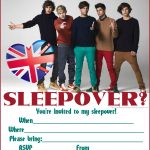 One Direction Sleep Over Invitations