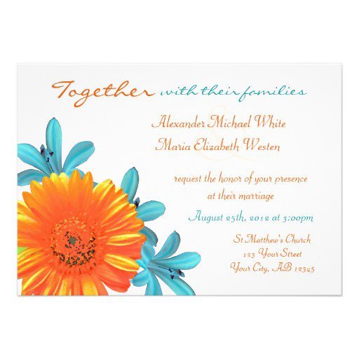 Orange And Teal Wedding Invitations