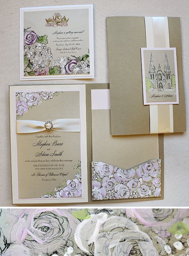 Pale Pink And Champagne Wedding Invitations