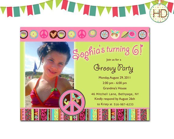 Peace And Love Birthday Party Invitations