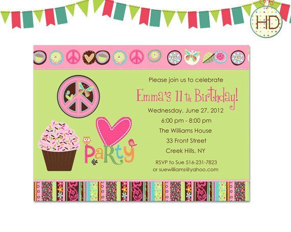 Peace Sign Birthday Party Invitations