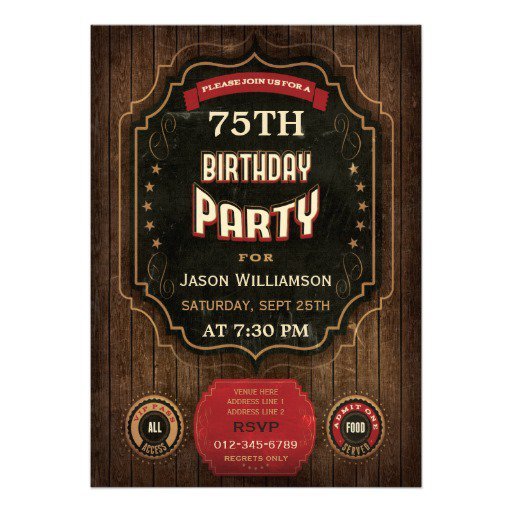 Personalized 75th Birthday Invitations