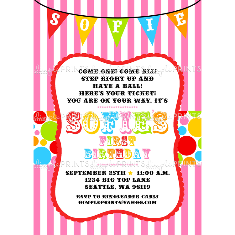 Personalized Circus Birthday Invitations