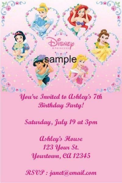 Personalized Disney Princess Birthday Invitations