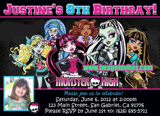 Personalized Monster High Birthday Invitations