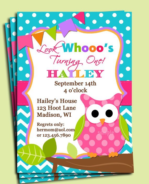 Personalized Owl Birthday Invitations