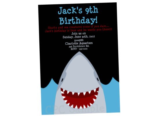 Personalized Shark Birthday Invitations