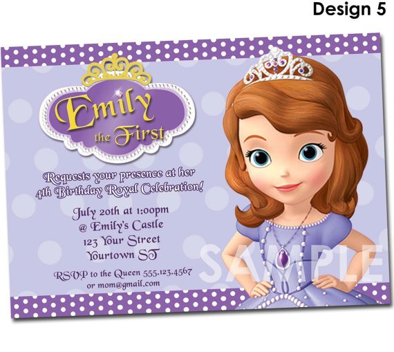 Personalized Sofia The First Birthday Invitations
