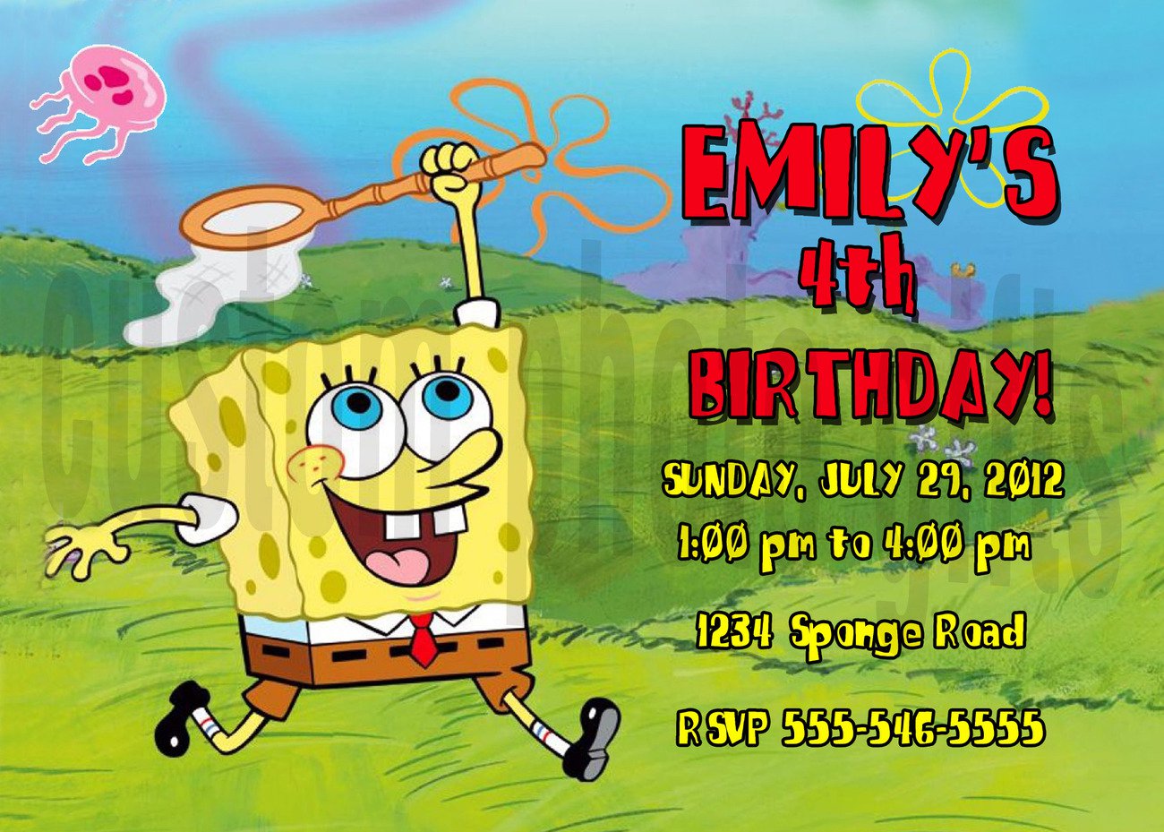 Personalized Spongebob Invitations Birthday