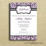 Pink And Black Damask Invitations