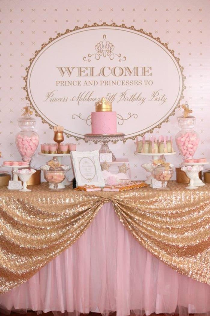 Pink And Gold Princess 1st Birthday Invitations