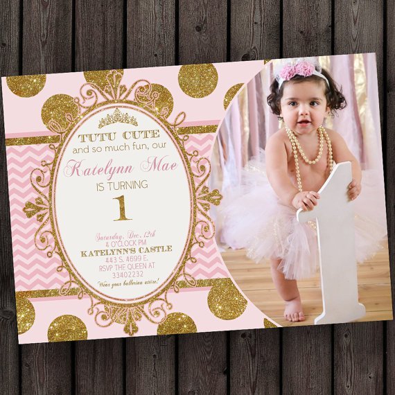 Pink And Gold Princess Birthday Invitations You Print