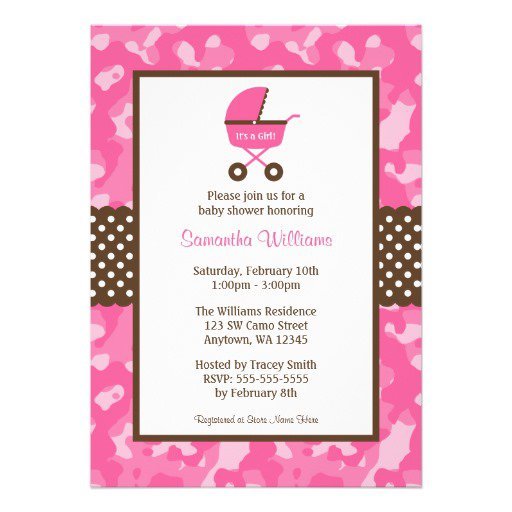 Pink Camo Baby Invitations