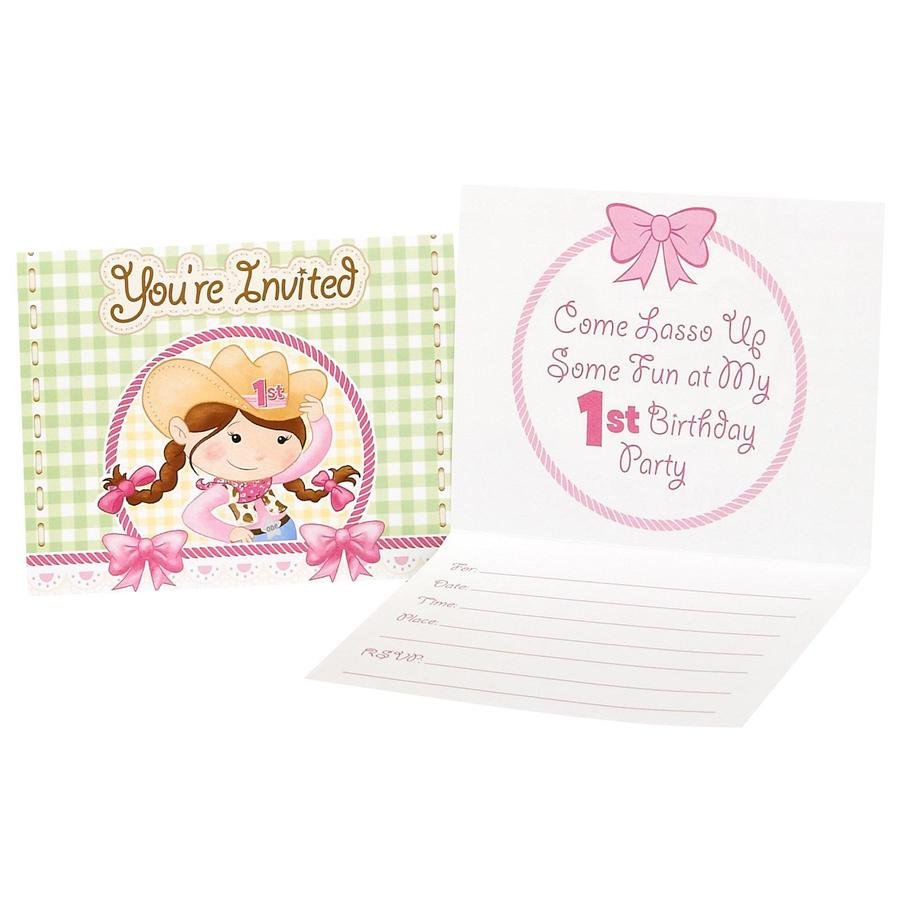 Pink Cowgirl Birthday Party Invitations